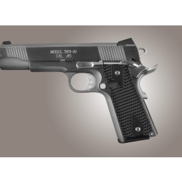 1911 Govt. 9/32 Thick Piranha Grip Solid Black G10