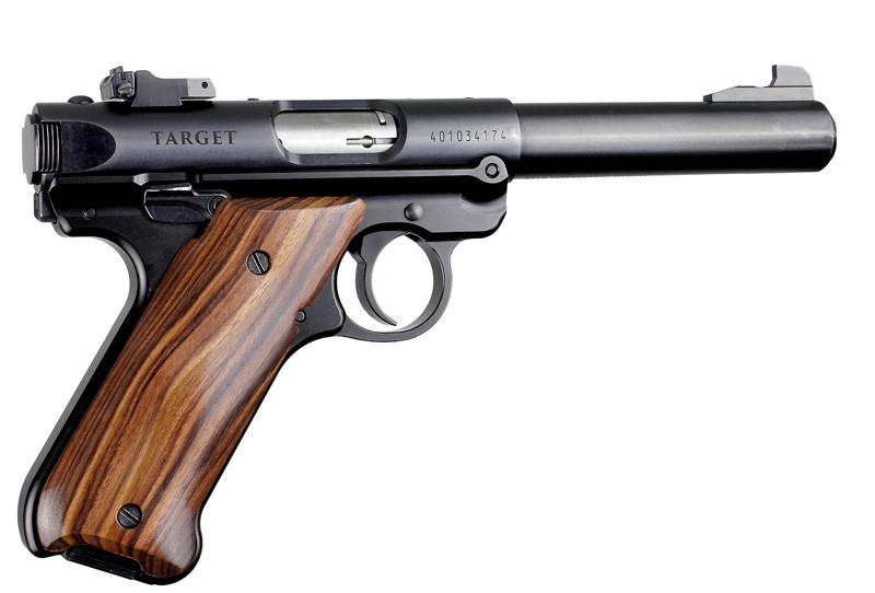 Ruger MK IV: Smooth Hardwood Grip with Right Hand Thumb Rest - Kingwood.