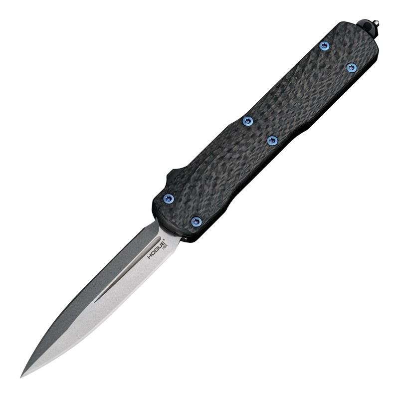 Counterstrike OTF Automatic (Collector Series): 3.35" Double Edge Blade - Tumbled Finish, Aluminum Case & Black Carbon Fiber Cover 