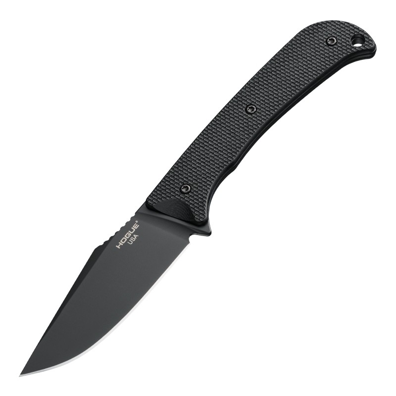Extrak Fixed Blade: 3.3" Clip Point Blade - Black Cerakote Finish, CPM M4 Frame - Solid Black G10 Scales