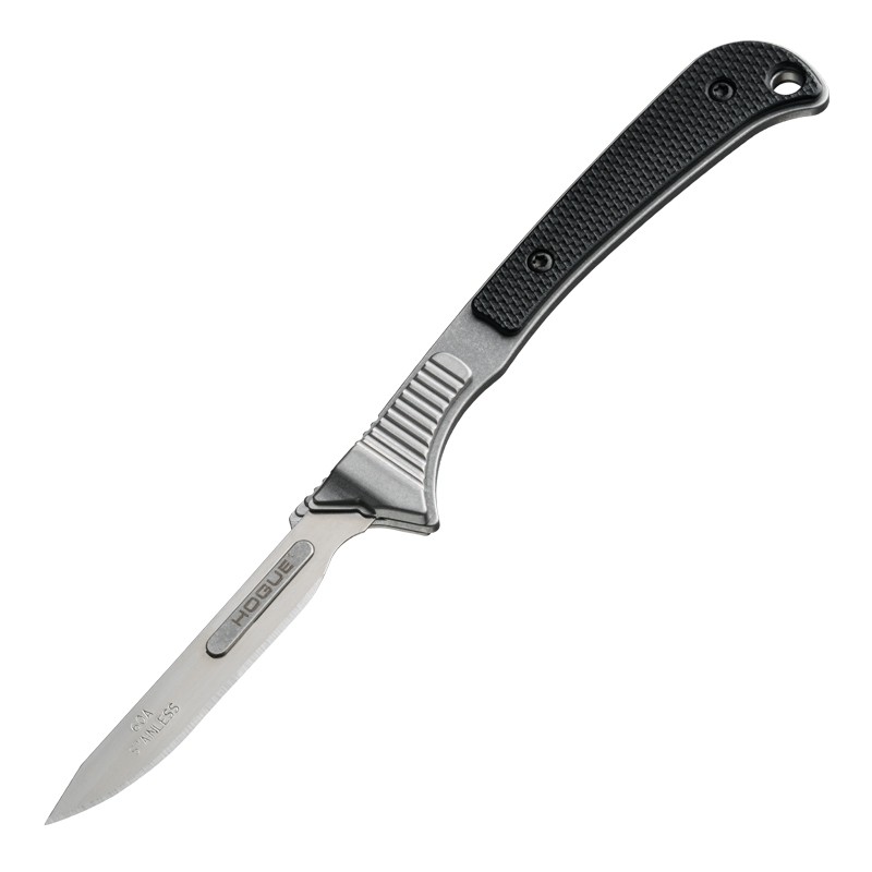 Expel Scalpel: 2.5" Havalon Replaceable Blade - Tumbled Finish, 440C Stainless Steel Frame - Solid Black G10 Scales