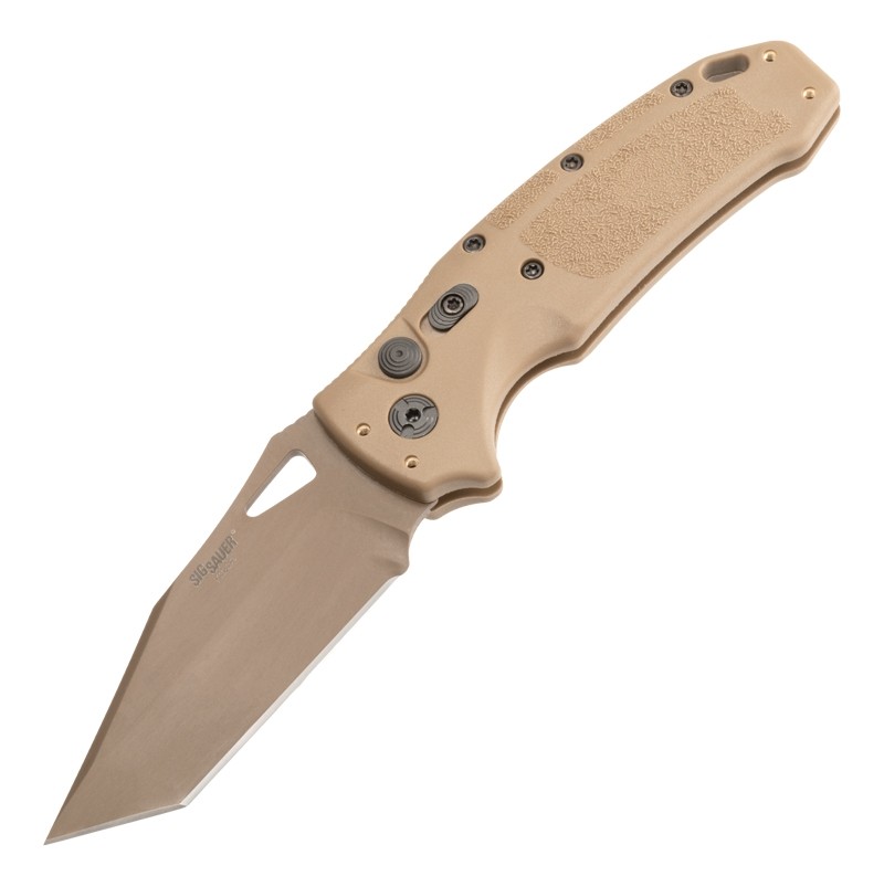 SIG K320A M17/M18 Automatic Folder: 3.5" Tanto Blade - Coyote PVD Finish, Coyote Tan Polymer Frame