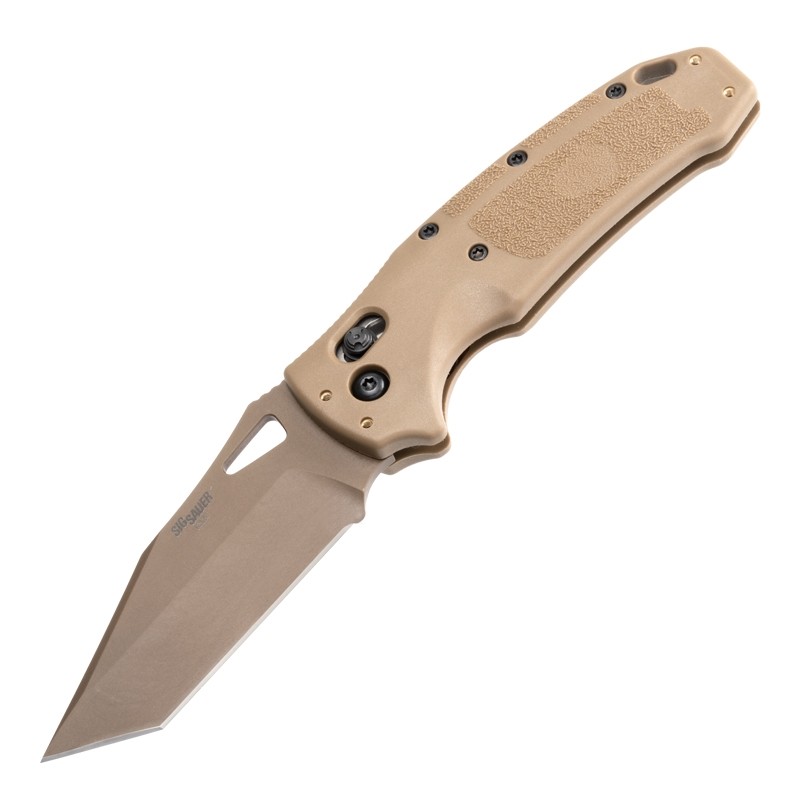 SIG K320 M17/M18 Manual Folder: 3.5" Tanto Blade - Coyote PVD Finish, Coyote Tan Polymer Frame