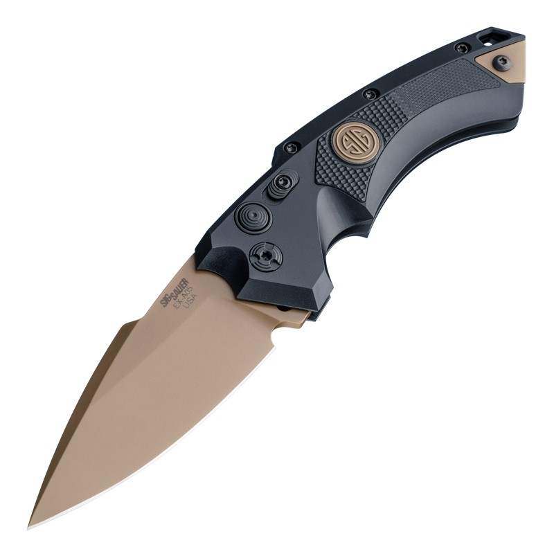 SIG EX-A05 Emperor Scorpion Automatic Folder: 3.5" Spear Point Blade - FDE PVD Finish, Matte Black Aluminum Frame & Solid Black G10 Inserts