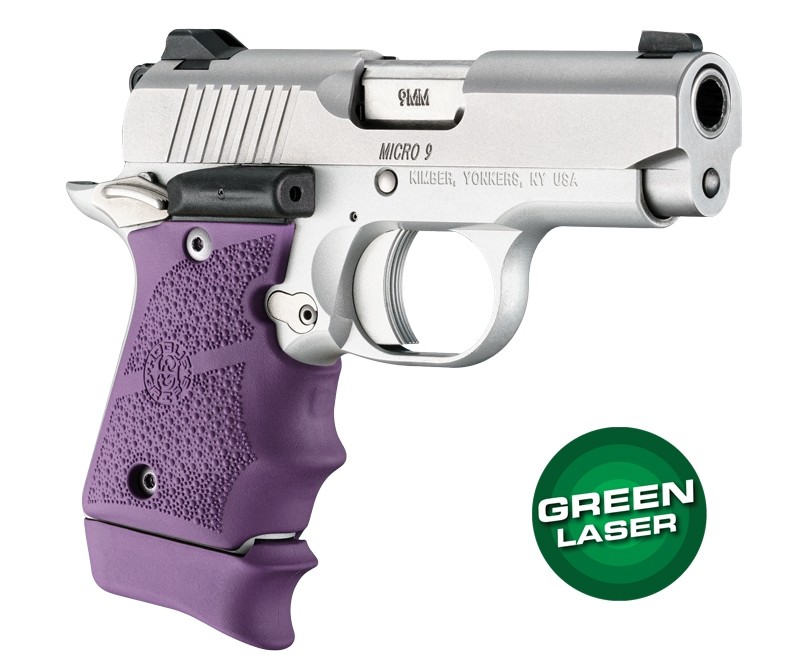 Green Laser Enhanced Grip for Kimber Micro 9: OverMolded Rubber - Purple