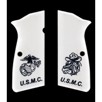 Browning Hi-Power Scrimshaw Ivory Polymer - USMC Emblem and Bulldog