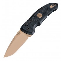 SIG A01-MicroSwitch Emperor Scorpion Automatic Folder: 2.75" Drop Point Blade - FDE PVD Finish, Solid Black G10 Frame