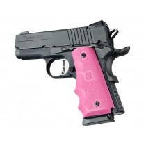 1911 Officers Model: OverMolded Rubber Grip with Finger Grooves - Pink