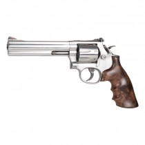 S&W K/L-Frame Round Butt Conversion: Smooth Hardwood Grip with Finger Grooves - Walnut