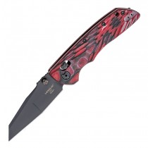Deka Manual Folder (KnifeCenter Exclusive): 3.25" Wharncliffe Blade - Black Cerakote Finish, G-Mascus Red Lava G10 Frame
