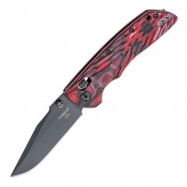 Deka Manual Folder (KnifeCenter Exclusive): 3.25" Clip Point Blade - Black Cerakote Finish, G-Mascus Red Lava G10 Frame