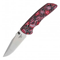 Deka Manual Folder (KnifeCenter Exclusive): 3.25" Clip Point Blade - Tumbled Finish, G-Mascus Red Lava G10 Frame