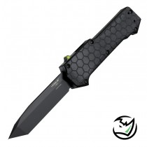 Compound OTF Automatic: 3.5" Tanto Blade - Black PVD Finish, Solid Black G10 Frame - Tritium Infused Trigger
