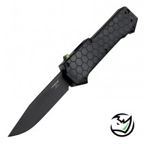 Compound OTF Automatic: 3.5" Clip Point Blade - Black PVD Finish, Solid Black G10 Frame - Tritium Infused Trigger