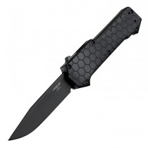Compound OTF Automatic: 3.5" Clip Point Blade - Black PVD Finish, Solid Black G10 Frame