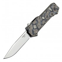 Compound OTF Automatic: 3.5" Clip Point Blade - Tumbled Finish, G-Mascus Dark Earth G10 Frame