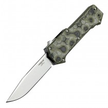Compound OTF Automatic: 3.5" Clip Point Blade - Tumbled Finish, G-Mascus Green G10 Frame
