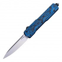 Counterstrike OTF Automatic: 3.35" Drop Point Blade - Tumbled Finish, Aluminum Case & G-Mascus Blue Lava G10 Cover 