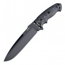 EX-F01 Fixed Blade: 7.0" Drop Point Blade - Black Cerakote Finish, G-Mascus Black G10 Scales