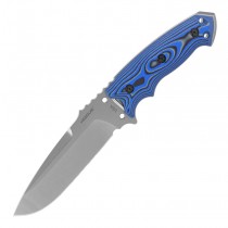 EX-F01 Fixed Blade (RSR Exclusive): 5.5" Drop Point Blade - Tumbled Finish, G-Mascus Blue G10 Scales