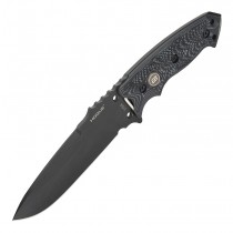 EX-F01 Fixed Blade (Ed Brown Exclusive): 5.5" Drop Point Blade - Black Cerakote Finish, Solid Black G10 Scales