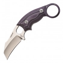 EX-F03 Fixed Blade: 2.25 " Hawkbill Blade - Tumbled Finish, G-Mascus Purple G10 Scales