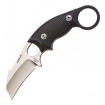 EX-F03 Fixed Blade: 2.25 " Hawkbill Blade - Tumbled Finish, Solid Black G10 Scales