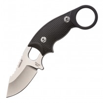 EX-F03 Fixed Blade: 2.25 " Clip Point Blade - Tumbled Finish, Solid Black G10 Scales