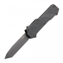 SIG Compound Tactical OTF Automatic: 3.5" Tanto Blade - Grey PVD Finish, Solid Black G10 Frame