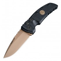 SIG EX-A01 Emperor Scorpion Automatic Folder: 3.5" Drop Point Blade - FDE PVD Finish, Solid Black G10 Frame