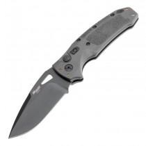 SIG K320A Tactical Automatic Folder: 3.5" Drop Point Blade - Black Cerakote Finish, Grey Polymer Frame
