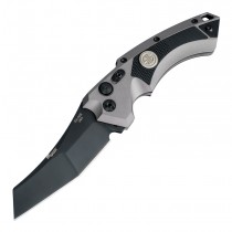 SIG EX-A05 Tactical Automatic Folder: 3.5" Wharncliffe Blade - Black Cerakote Finish, Matte Grey Aluminum Frame & Solid Black G10 Inserts