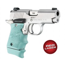 Red Laser Enhanced Grip for Kimber Micro 9: OverMolded Rubber - Aqua