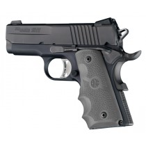 1911 Officers Model: OverMolded Rubber Grip with Finger Grooves - Slate Grey