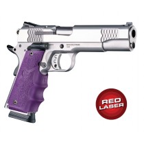 Red Laser Enhanced Grip for 1911 Govt. Model: OverMolded Rubber - Purple
