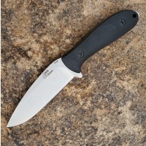 Doug Ritter RSK MK3-G2 Fixed Blade (Knifeworks Exclusive): 4.5" Drop Point Blade - Tumbled Finish, Solid Black G10 Scales