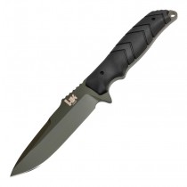 HK Fray Fixed Blade: 4.2" Clip Point Blade - OD Green Cerakote Finish, Black OverMolded Scales (Paracord Included)