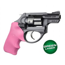 Green Laser Enhanced Grip for Ruger LCR: OverMolded Rubber Tamer Cushion - Pink
