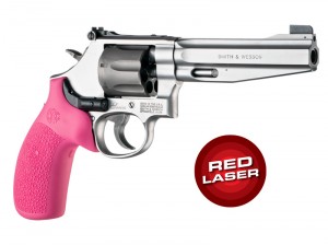 Red Laser Enhanced Monogrip for S&W K/L-Frame Round Butt: OverMolded Rubber - Pink