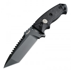 SIG EX-F01 Tactical Fixed Blade: 5.5" Tanto Blade - Grey Cerakote Finish, Solid Black G10 Scales