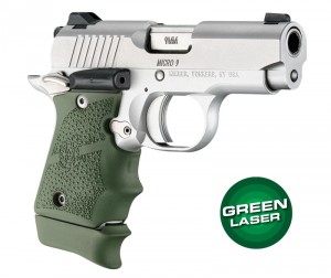 Green Laser Enhanced Grip for Kimber Micro 9: OverMolded Rubber - OD Green
