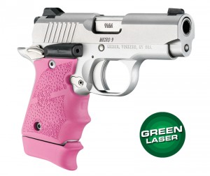 Green Laser Enhanced Grip for Kimber Micro 9: OverMolded Rubber - Pink