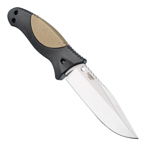 EX-F02 Blade with Tumbled Finish, Black Blade: Fixed - Clip OverMolded 4.5\