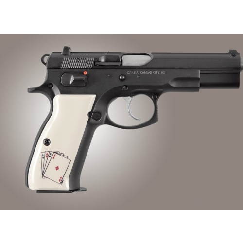Scrimshaw Ivory Polymer Grip Panels - Double Aces