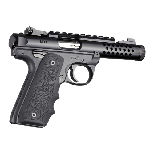 Ruger MK IV 22/45: OverMolded Rubber Grip with Finger Grooves - Black