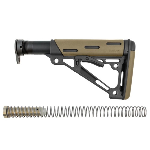 AR-15 / M16: OverMolded Collapsible Buttstock Assembly (Includes Mil-Spec Buffer Tube & Hardware) - FDE AR-15 / M16: OverMolded Collapsible Buttstock Assembly (Includes Mil-Spec Buffer Tube & Hardware) - FDE